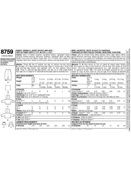 Pattern, SIMPLICITY 8659  Babies' Sportswear