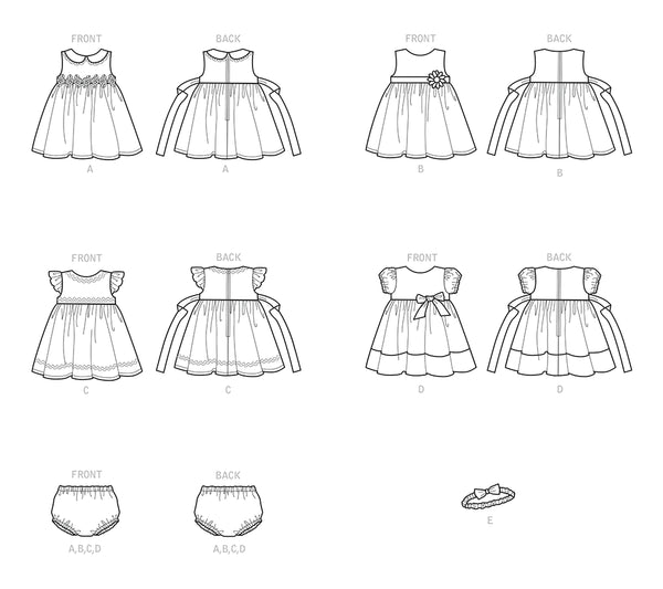 Pattern, SIMPLICITY 9117  Babies' Dresses, Panties & Headband