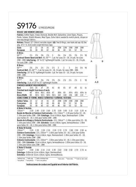Pattern, SIMPLICITY 9176  Misses' & Women's Dresses