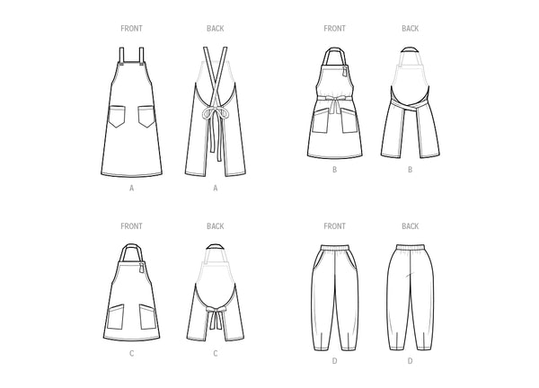 Pattern, SIMPLICITY 9907, Misses' Aprons and Pants