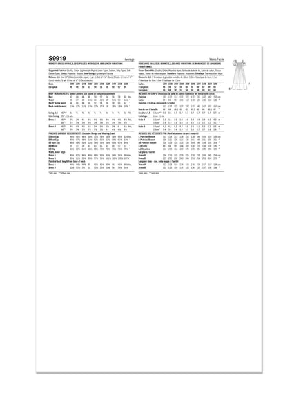 Pattern, SIMPLICITY 9919, Women's Dress with Sleeve and Length Variations