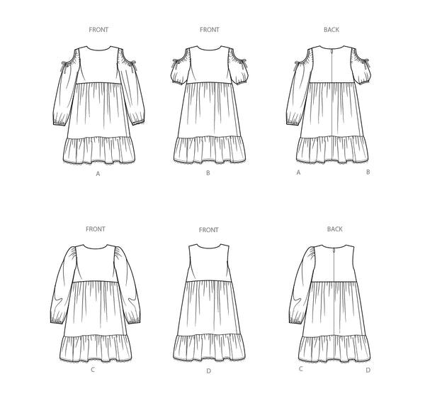 Pattern, SIMPLICITY 9933, Children's and Girls' Dress with Sleeve Variations