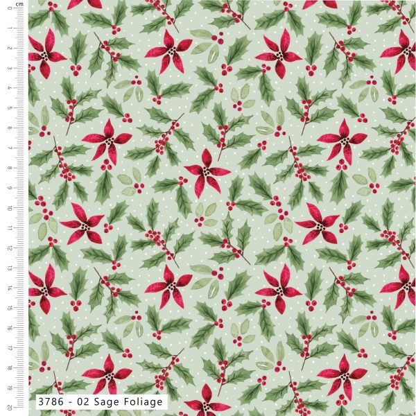 Fabric, Make+Believe, Merry Little Robin, Sage Foliage, MBF3786-00-CASE