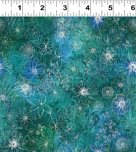 Fabric, Clothworks Midnight Dreams Teal, Y4235-104D
