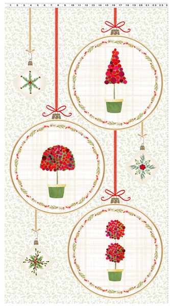 Fabric, Clothworks, Very Berry Christmas, Panel, Y4840-1