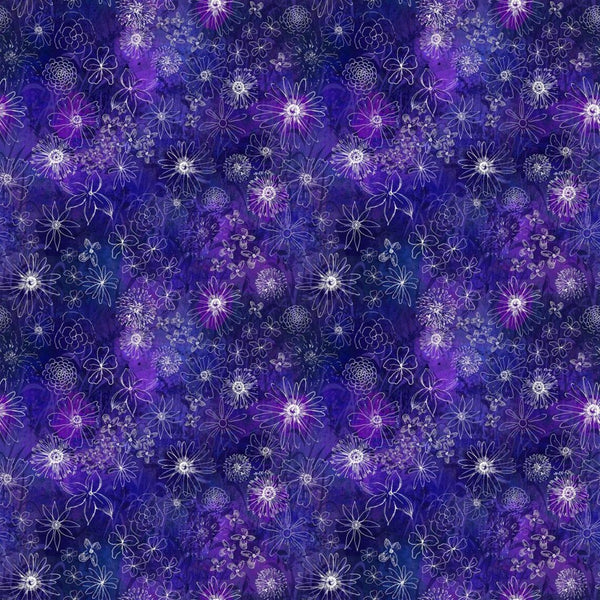 Fabric, Clothworks Midnight Dreams Purple, Y4235-95D