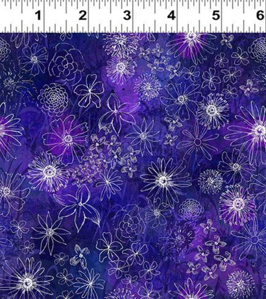 Fabric, Clothworks Midnight Dreams Purple, Y4235-95D