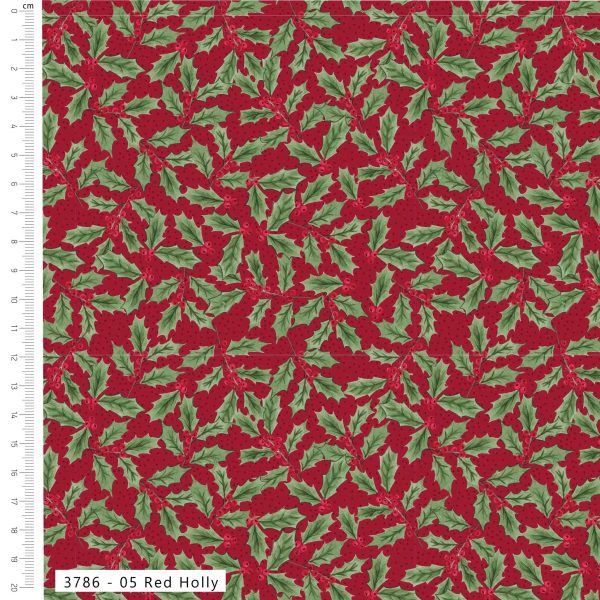 Fabric, Make+Believe, Merry Little Robin, Red Holly, MBF3786-00-CASE
