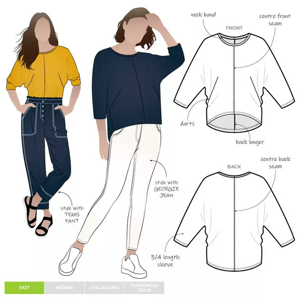 Pattern, Style ARC, Rhea Knit top Multi-Size