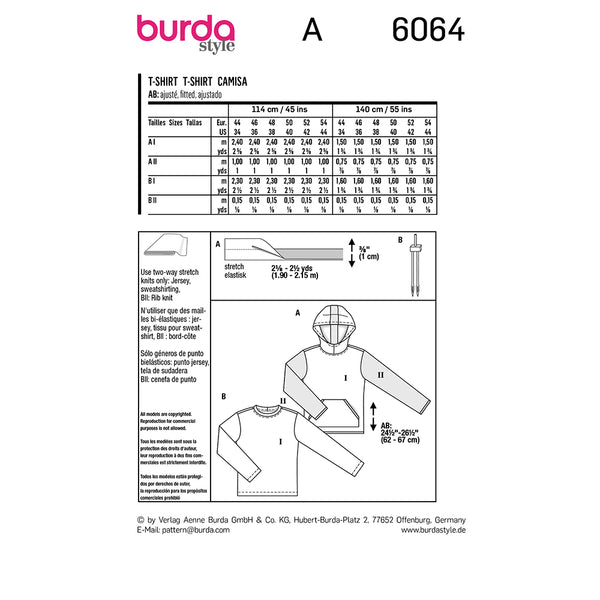 Pattern, Burda, 6064, Sweatshirt with Hood