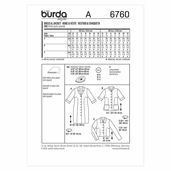 Pattern, Burda, 6760, Ladies Shirt  and Shirtdress
