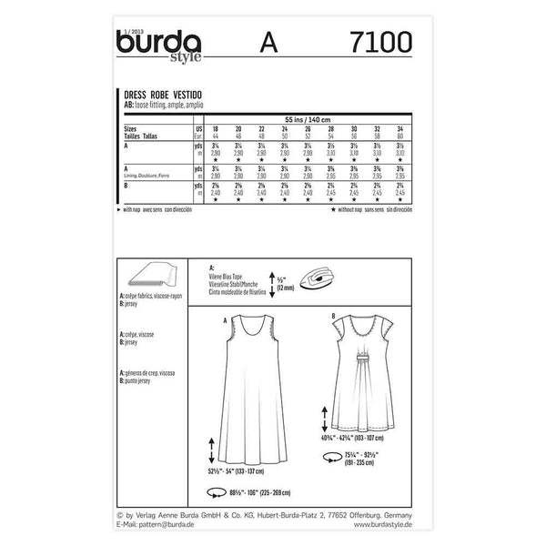 Pattern, Burda, 7100, Dress/Sundress Plus Size