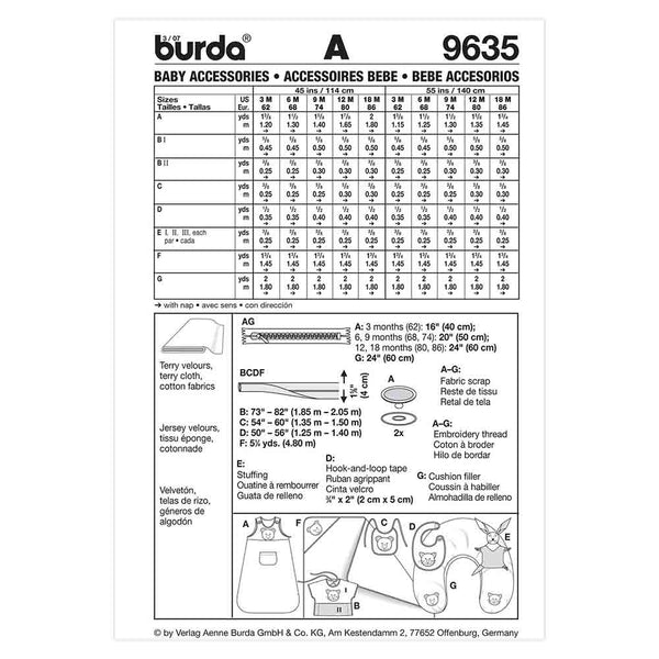 Pattern, Burda, 9635, Baby Accessories