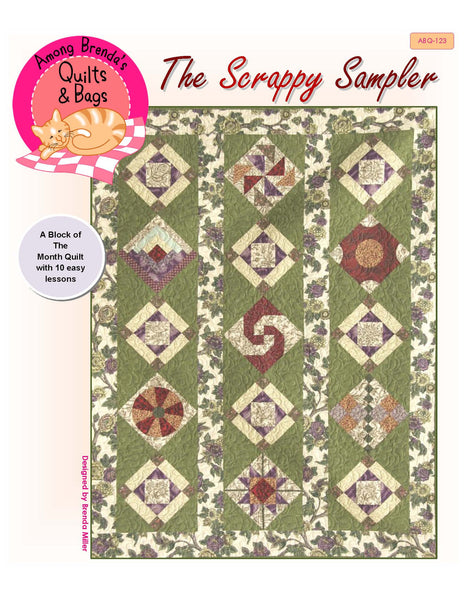 Pattern, ABQ, Scrappy Sampler Quilt, block of the month     ABQ-123