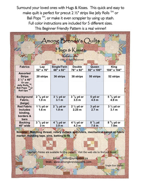 Pattern, ABQ, Hugs 'n Kisses, multi-sized     ABQ-143
