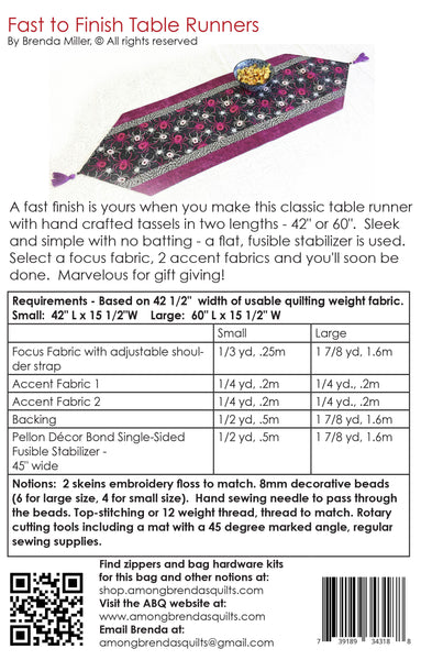 Pattern, ABQ, Fast to Finish Table Runners     ABQ-199