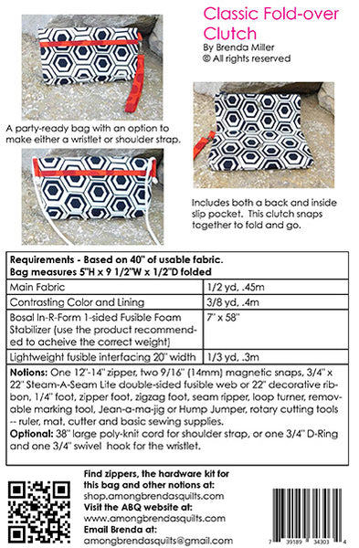 Pattern, ABQ, Classic Fold-over Clutch     ABQ-193