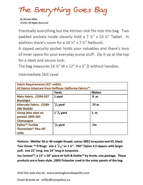 Pattern, ABQ, Everything Goes Bag, Organizer     ABQ-159