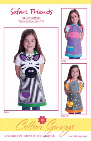 Pattern, Safari Friends Child's Apron, Zebra, Hippo, Elephant