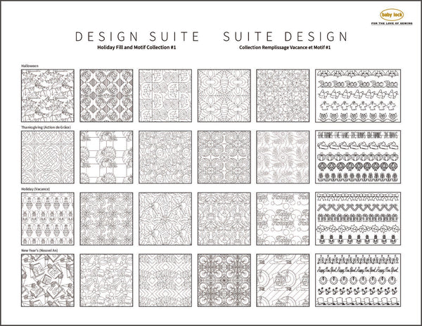 Sewing Machine Accessory, Design Suite Holiday Fill and Motif Collection 1 BLA-IQFM1