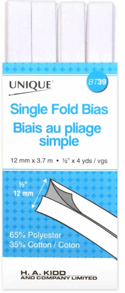 Single Fold Bias Tape, Assorted Colors 13mm x 3.7m
