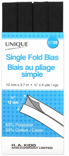 Single Fold Bias Tape, Assorted Colors 13mm x 3.7m