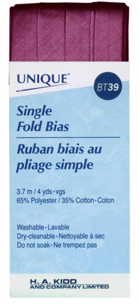 Single Fold Bias Tape, Assorted Colors 13mm x 3.7m
