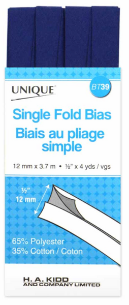 Single Fold Bias Tape, Assorted Colors 13mm x 3.7m
