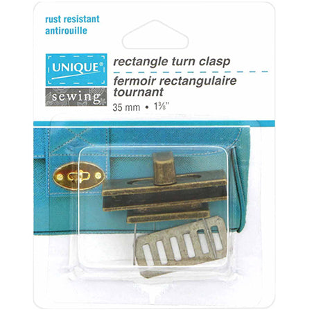 Turn Clasp, Rectangle, Antique Gold
