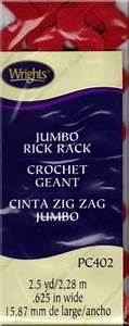 Rick Rack, Jumbo 5/8" Wide Red